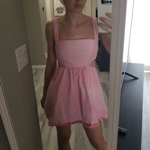 Pink Denim Sleeveless Mini Dress S